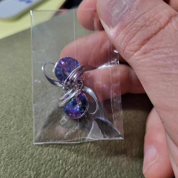 Callura Vitrail Light Wrapped Drop Earrings W Swarovski Crystals,Purple/Blue, 1" - Picture 7 of 16